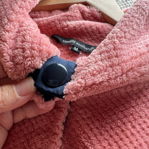 Simply Southern Fleece Women's M PINK  1/4 Snaps SOFT Pullover Jacket Pockets - Picture 7 of 11